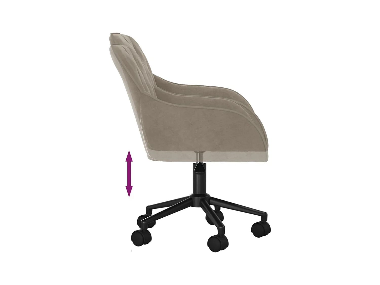 Lichtgrijze fluwelen draaibare bureaustoel