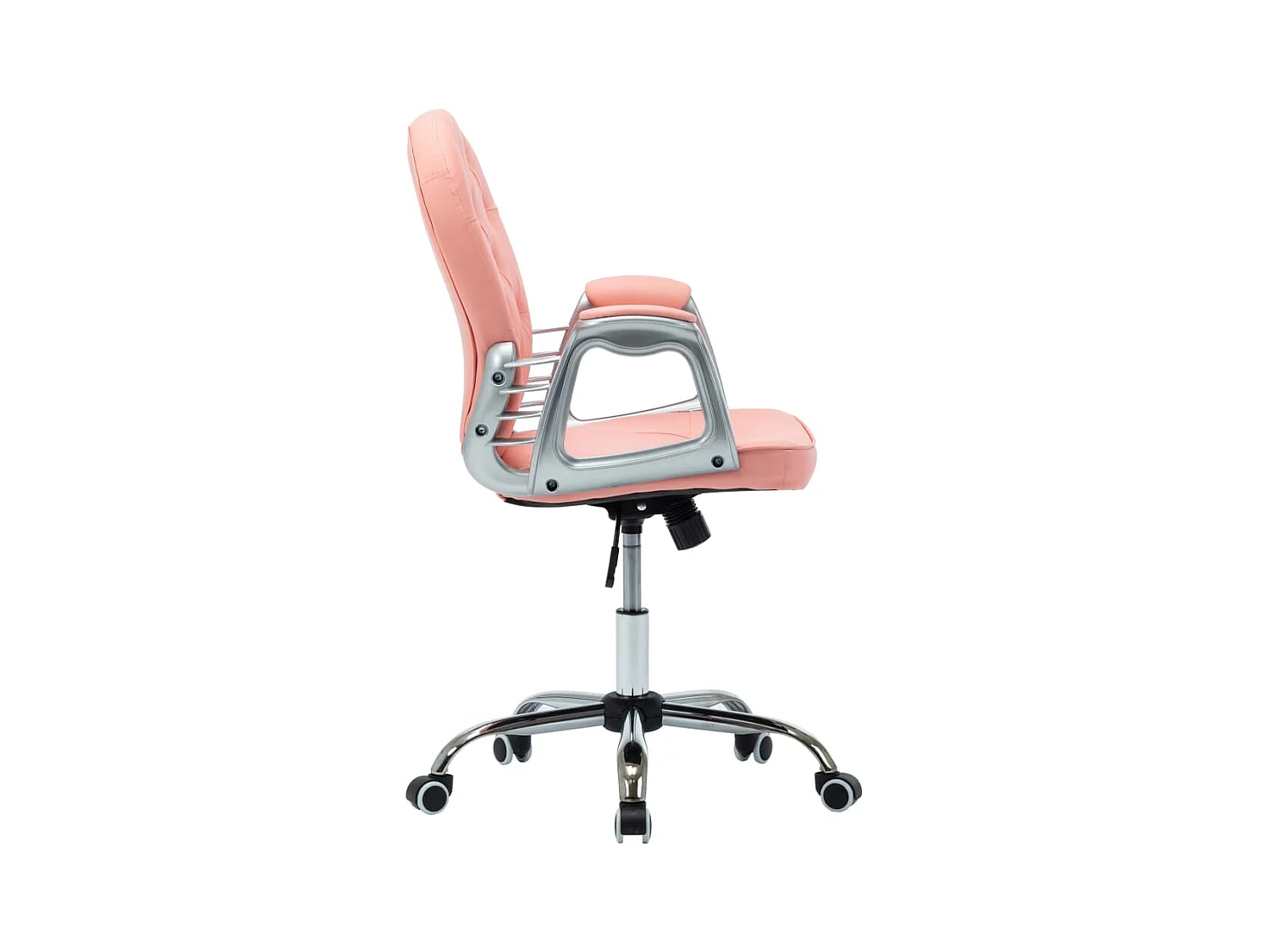 Silla de oficina giratoria de piel sintética rosa