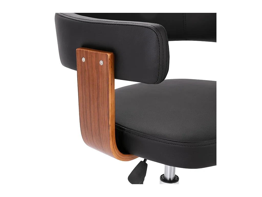 Chaise pivotante de bureau Noir Bois courbé et similicuir