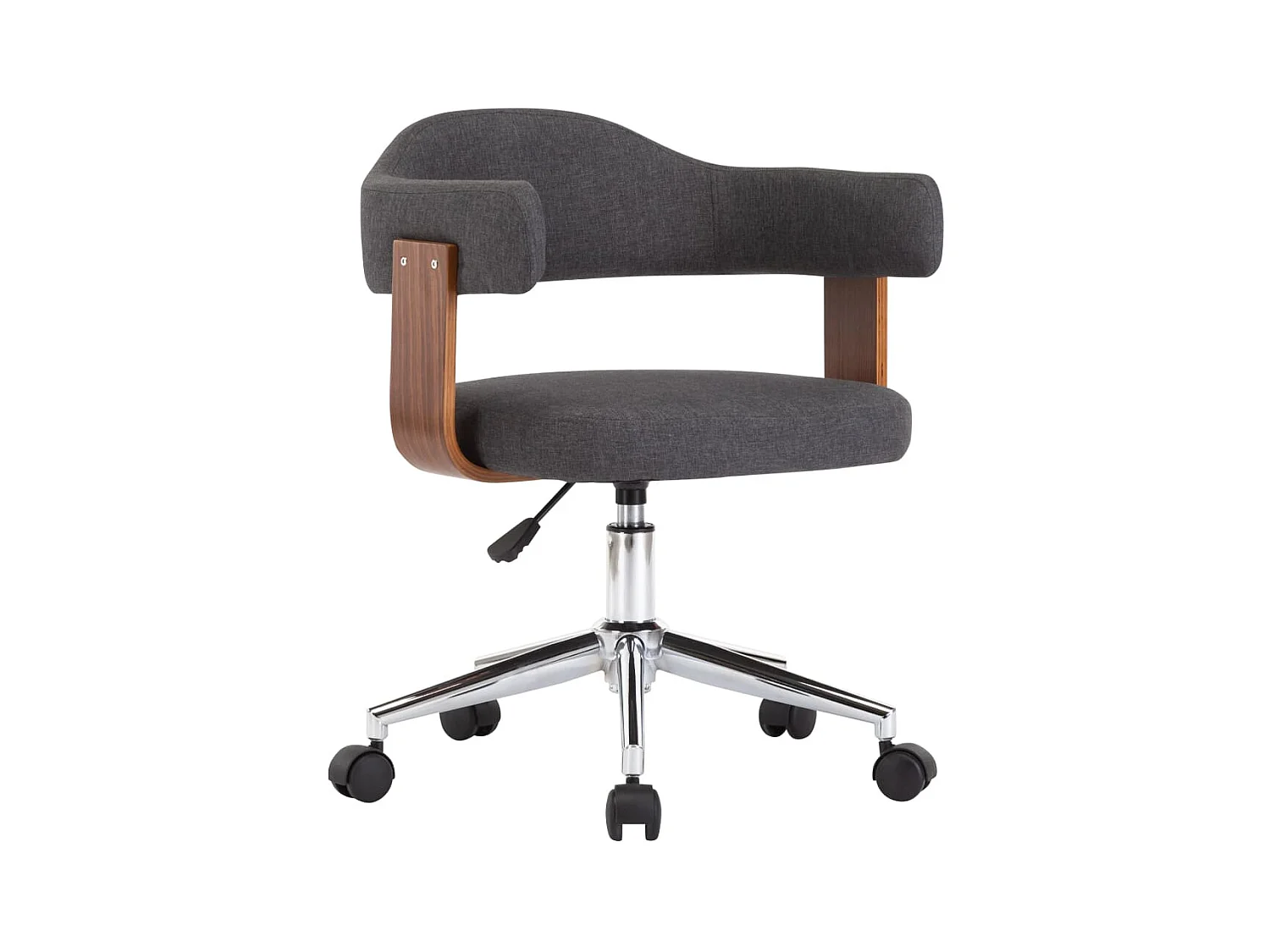 Sedia girevole da ufficio in legno curvato grigio e tessuto