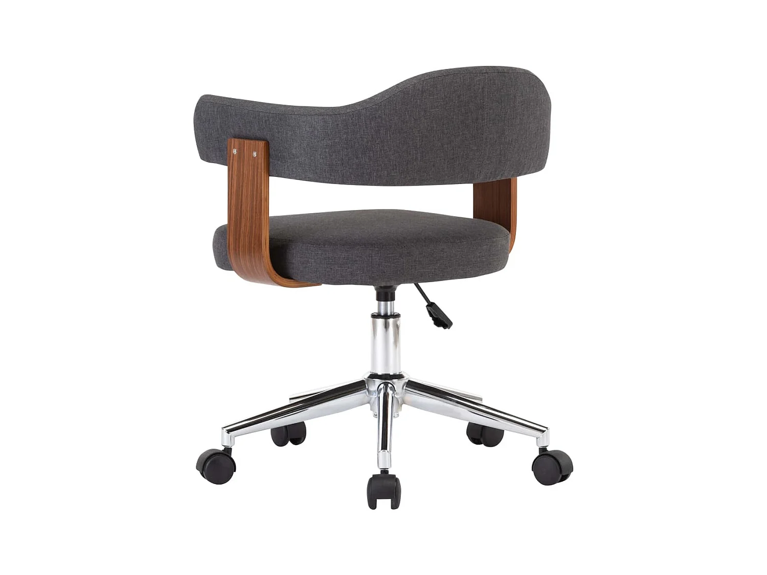 Sedia girevole da ufficio in legno curvato grigio e tessuto