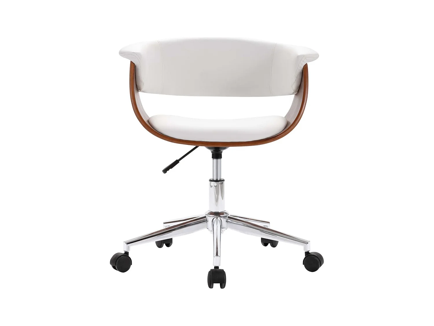 Chaise pivotante de bureau Blanc Bois courbé et similicuir