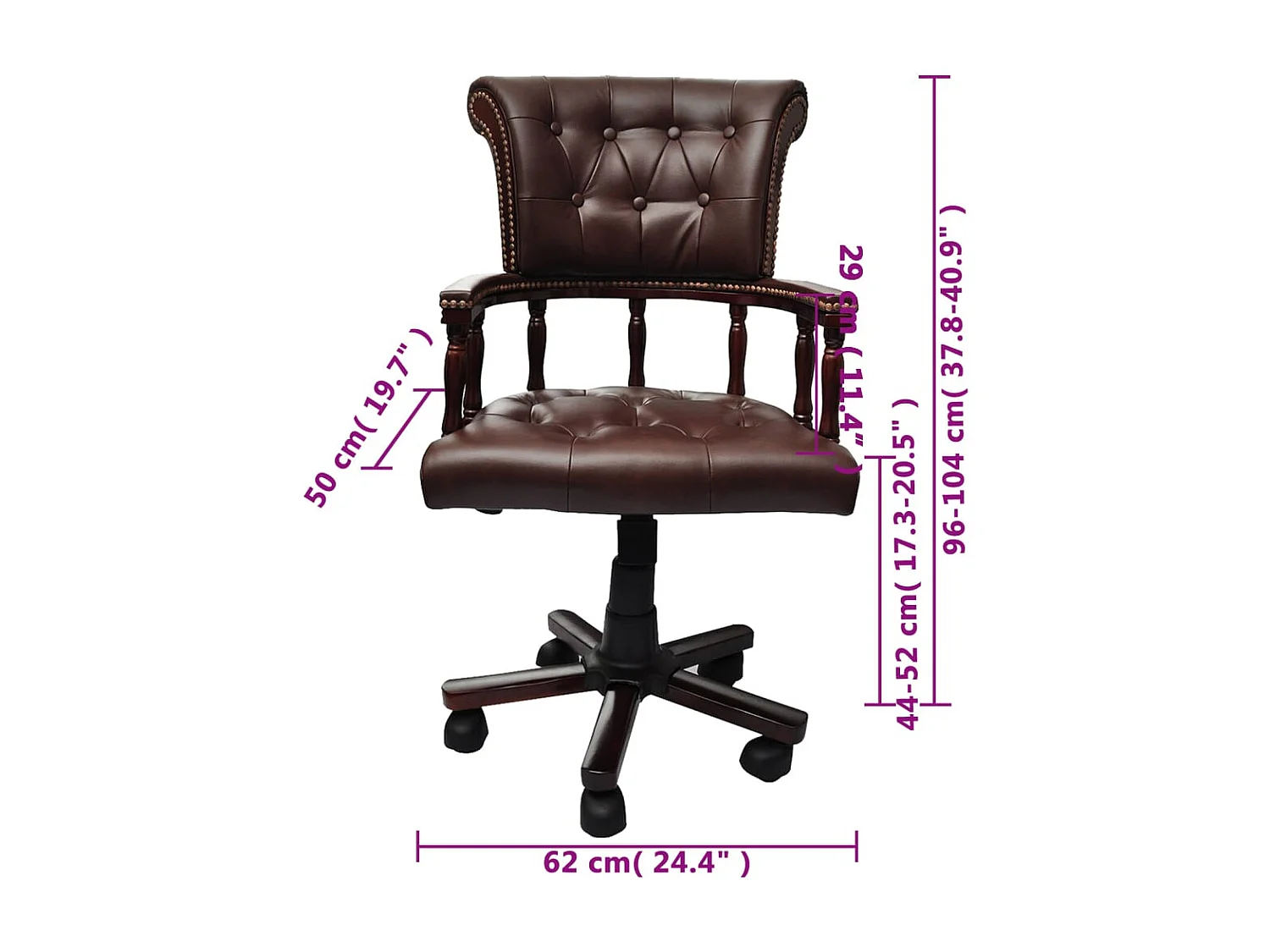 Chaise de bureau pivotante Marron