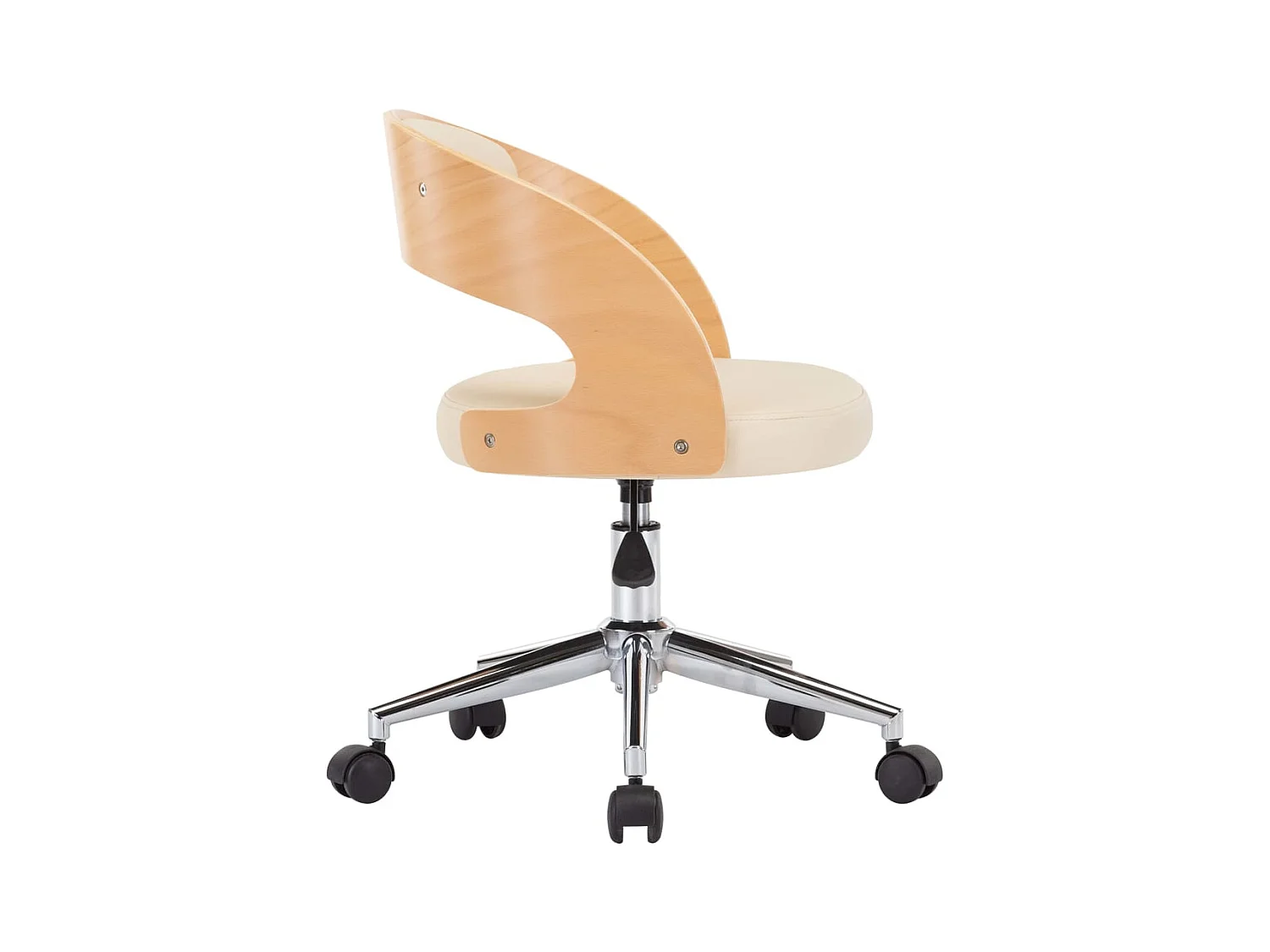 Chaise pivotante de bureau Crème Bois courbé et similicuir