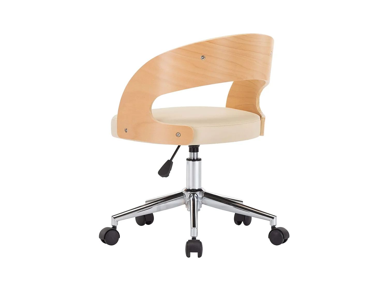 Chaise pivotante de bureau Crème Bois courbé et similicuir
