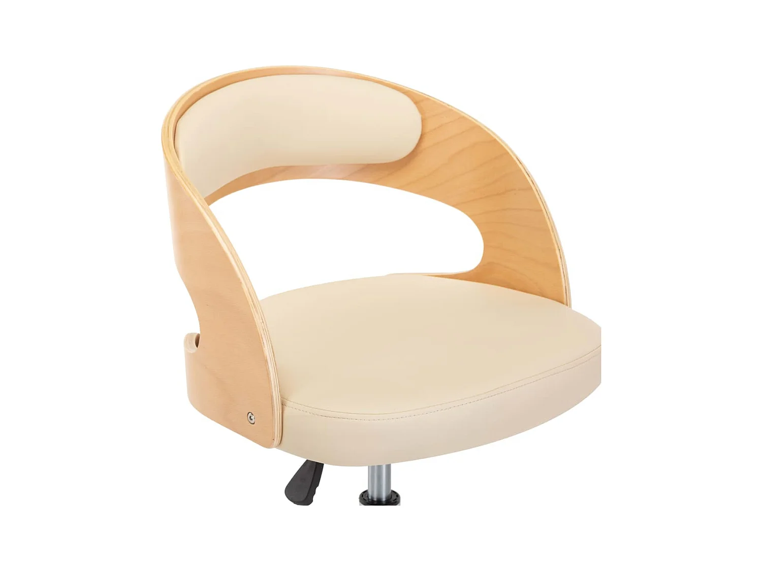 Chaise pivotante de bureau Crème Bois courbé et similicuir