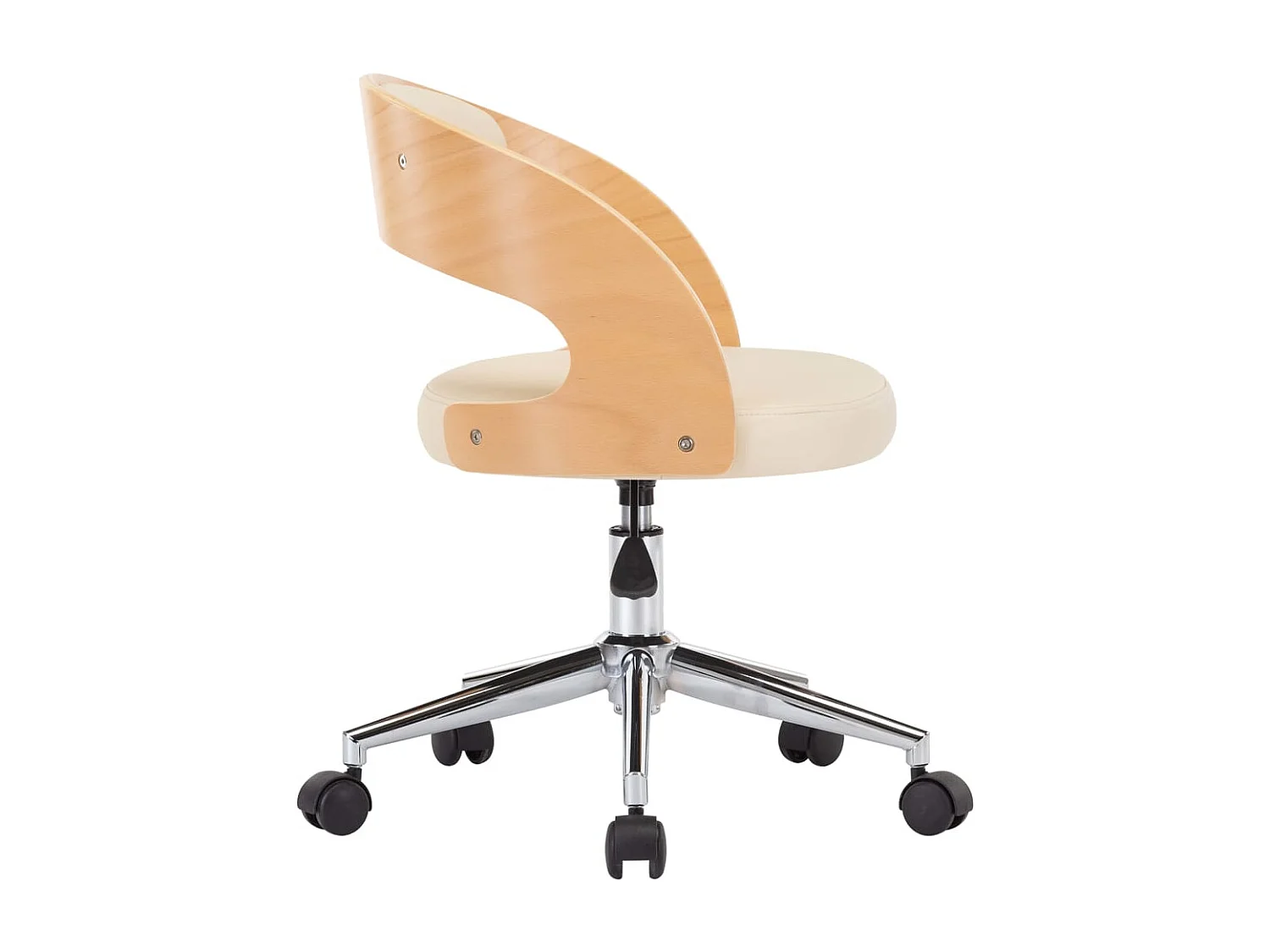 Chaise pivotante de bureau Crème Bois courbé et similicuir