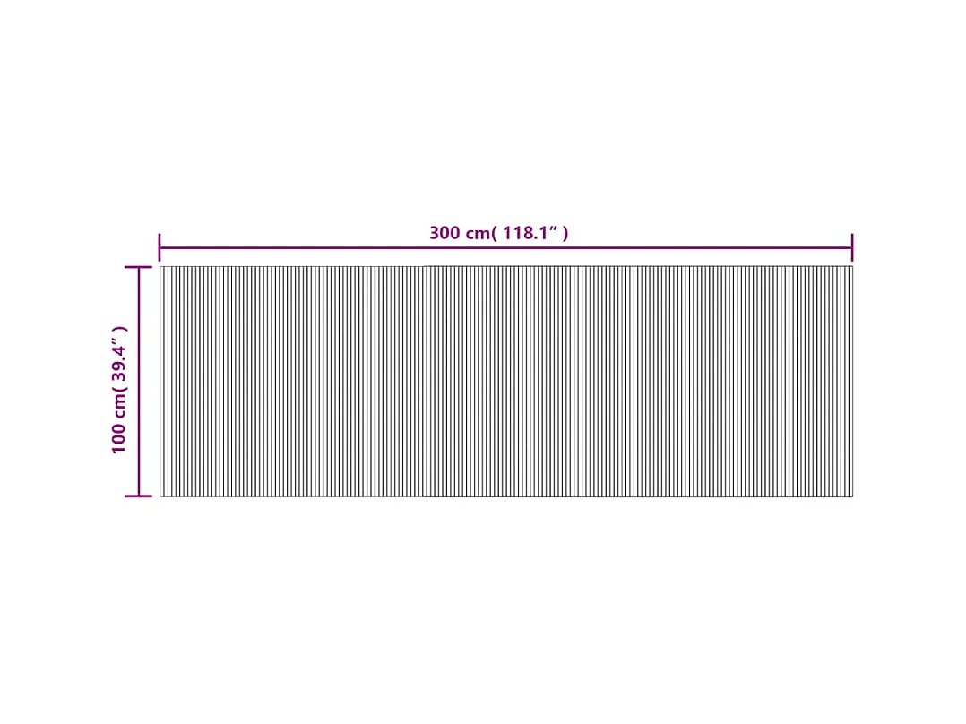 Tapis rectangulaire naturel clair 100x300 cm bambou