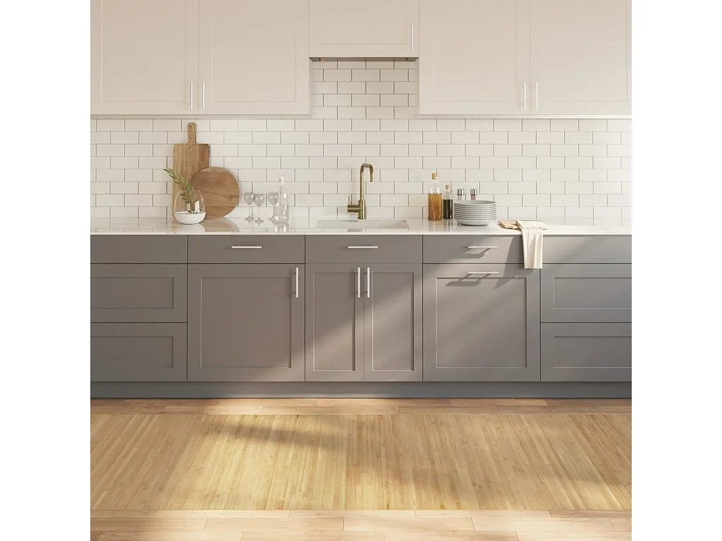 Tapis rectangulaire naturel clair 100x300 cm bambou