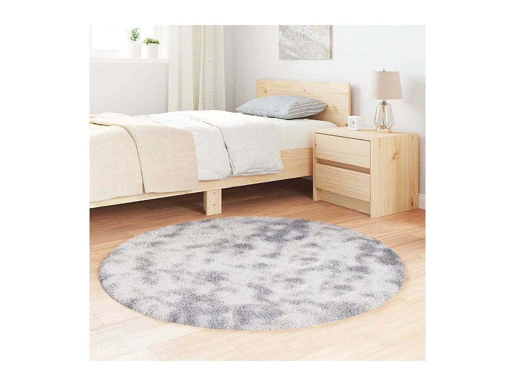 Tappeto shaggy grigio argento NAVARRA 120x120 cm