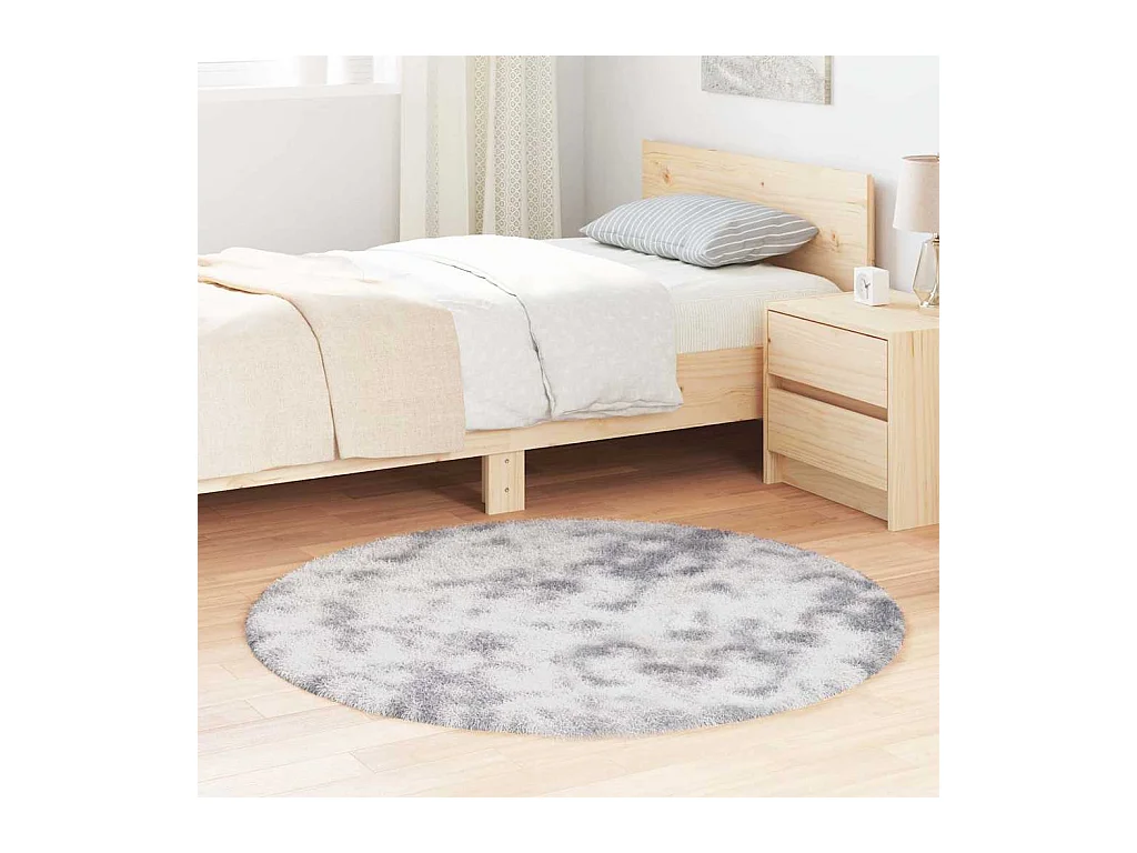 Tapis shaggy à poils longs NAVARRA gris argenté 120x120 cm