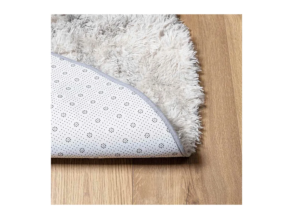 Tapis shaggy à poils longs NAVARRA gris argenté 120x120 cm