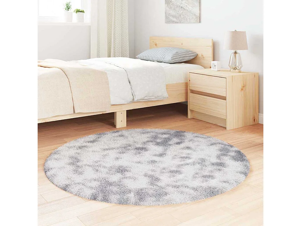 Tapis shaggy à poils longs NAVARRA gris argenté 120x120 cm