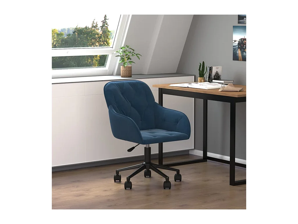 Silla de oficina giratoria de terciopelo azul