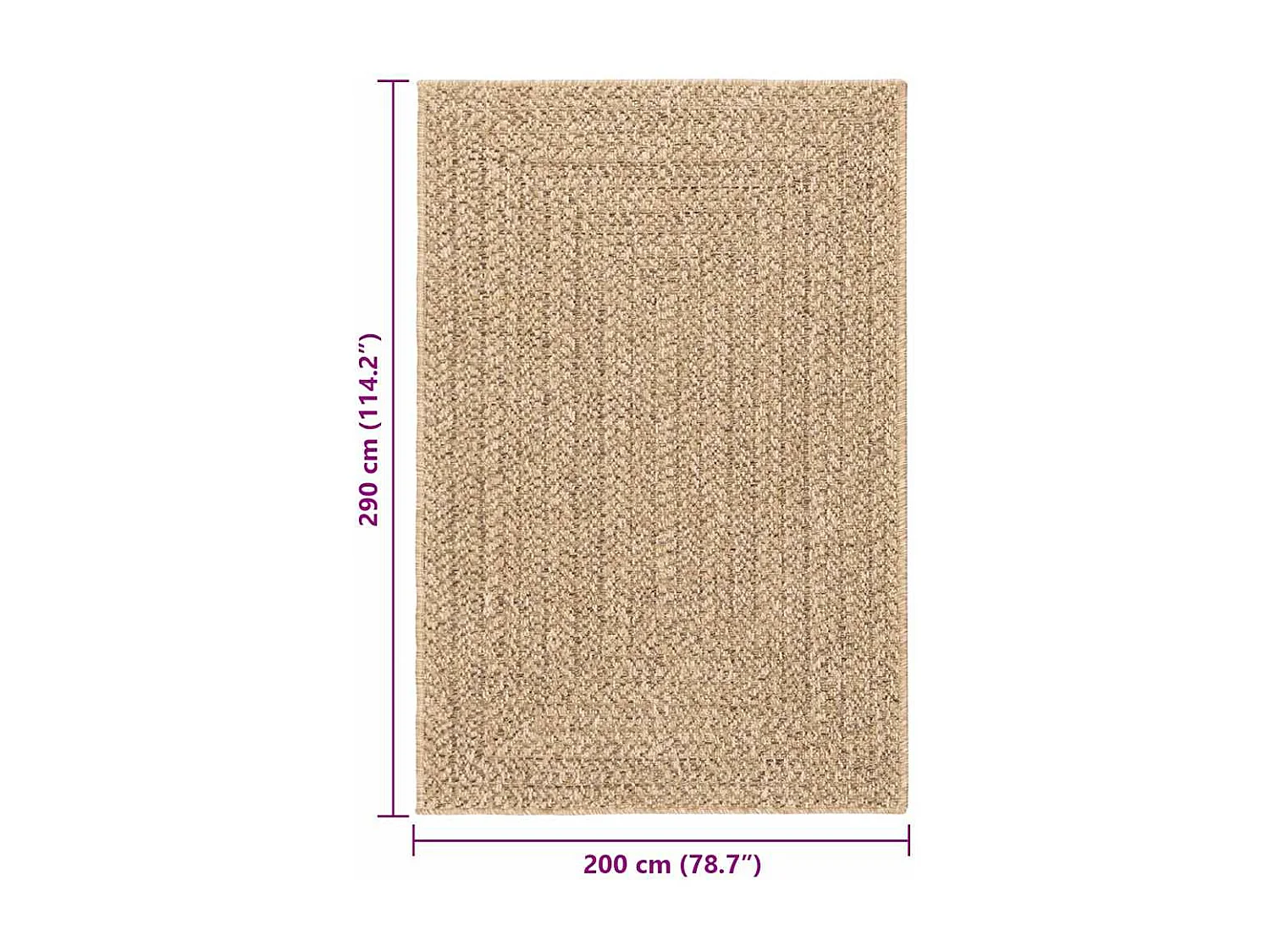 Tapis ZIZUR beige 140x200 cm aspect de jute intérieur extérieur