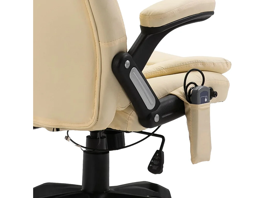 Silla de oficina de masaje de piel sintética color crema