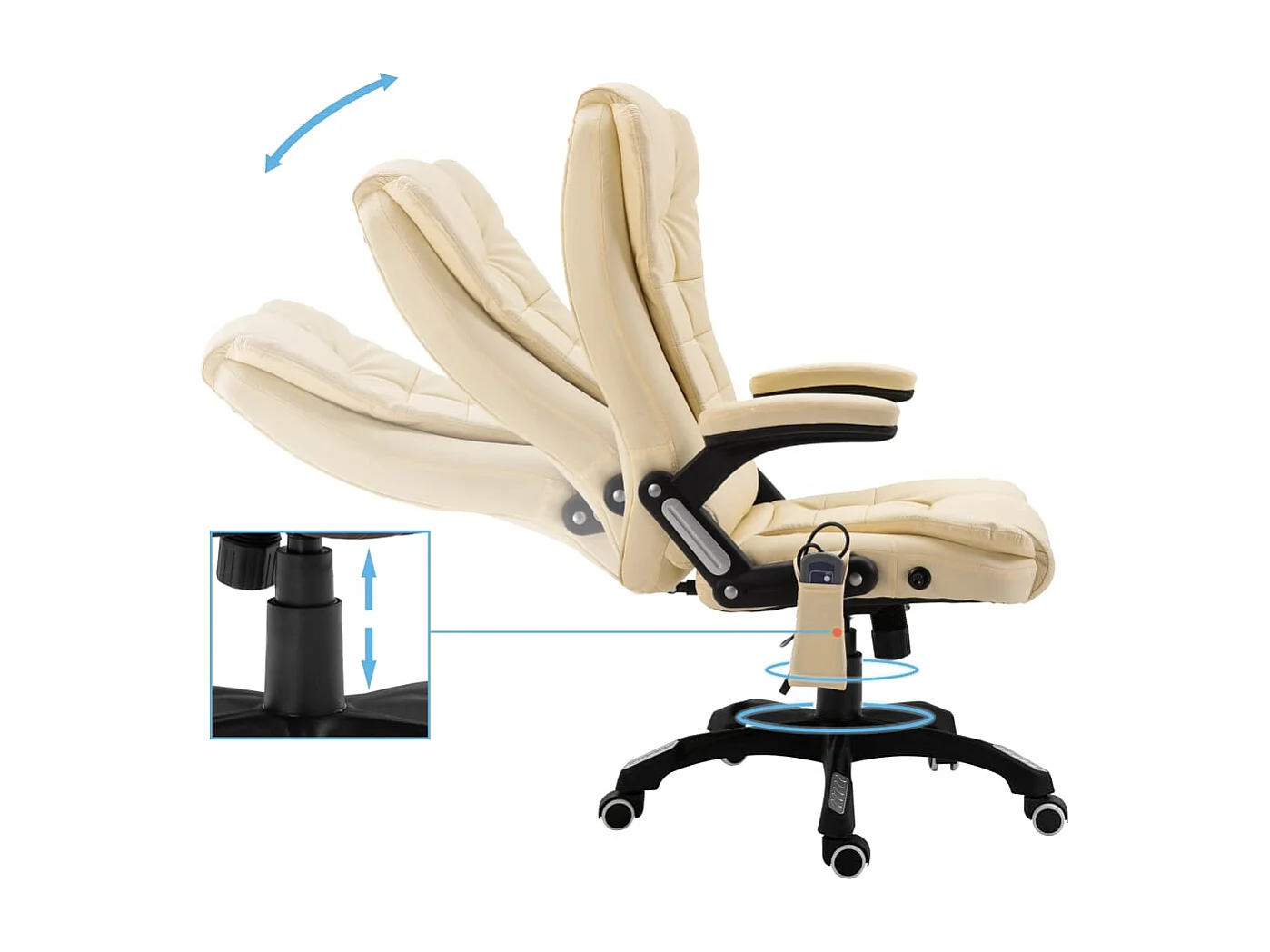 Sedia da ufficio massaggiante in similpelle color crema