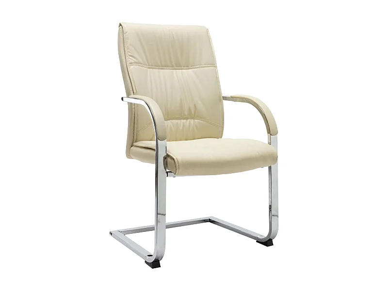 Sedia da ufficio a sbalzo in similpelle color crema