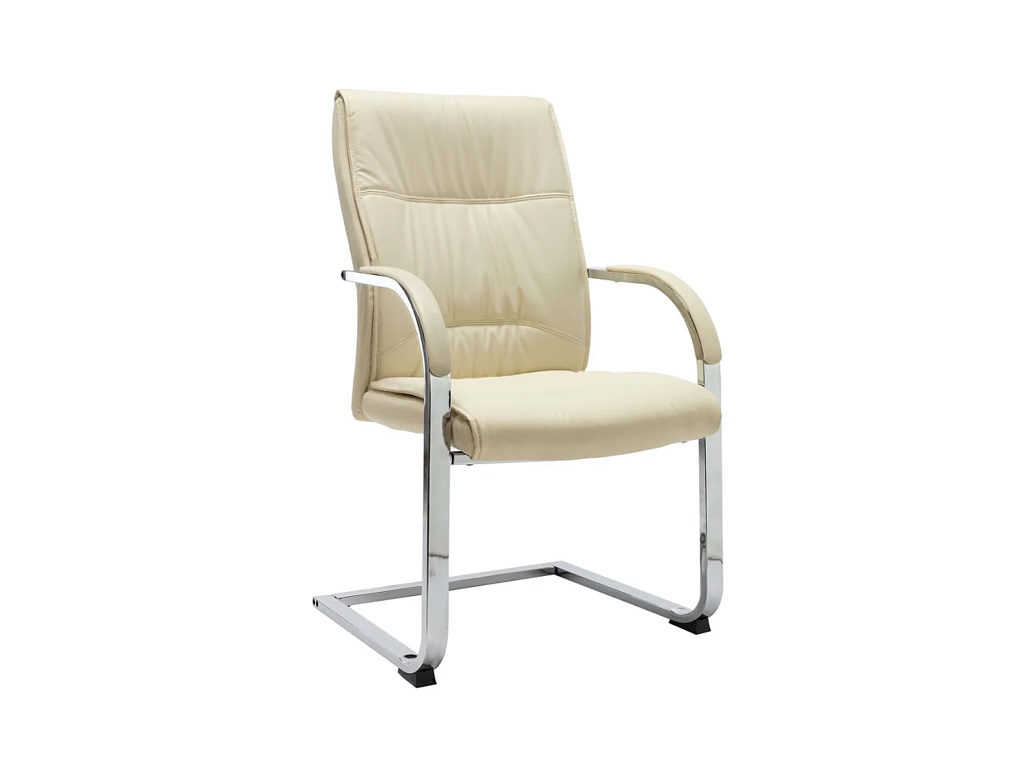 Sedia da ufficio a sbalzo in similpelle color crema