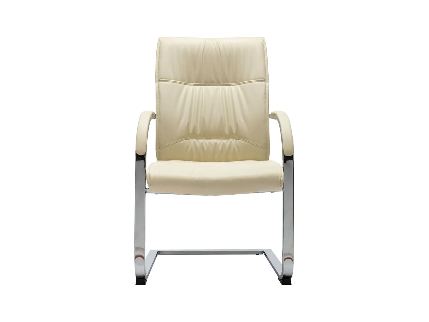 Sedia da ufficio a sbalzo in similpelle color crema