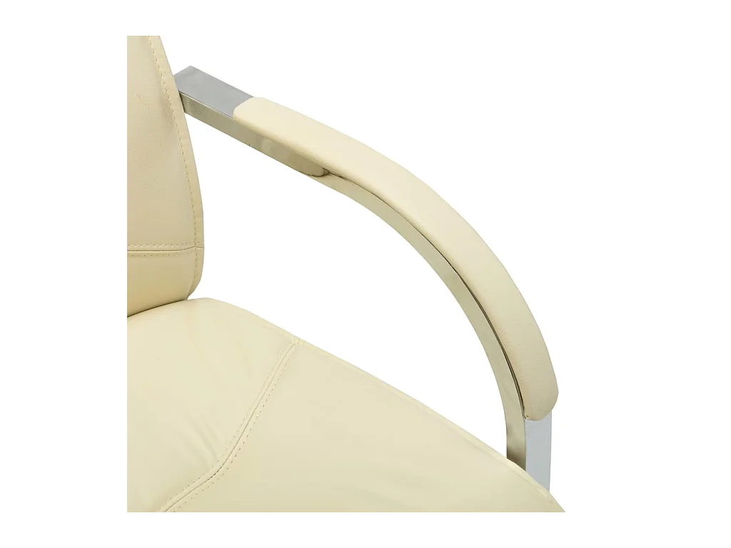 Sedia da ufficio a sbalzo in similpelle color crema