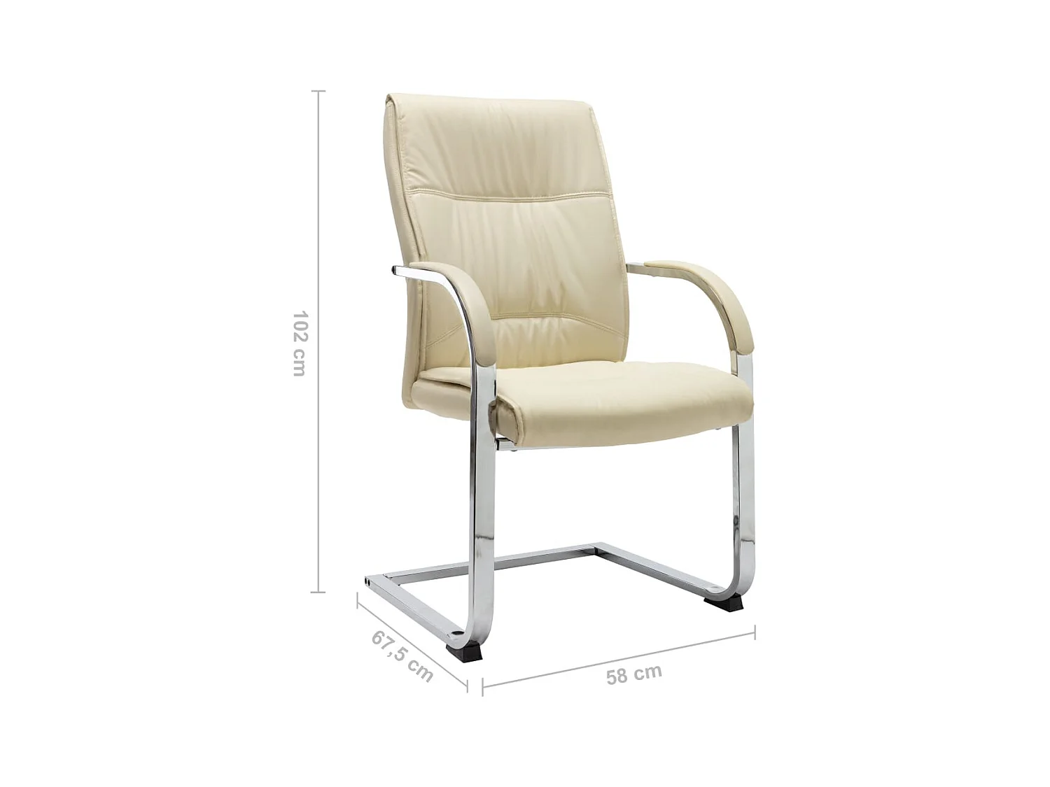 Sedia da ufficio a sbalzo in similpelle color crema