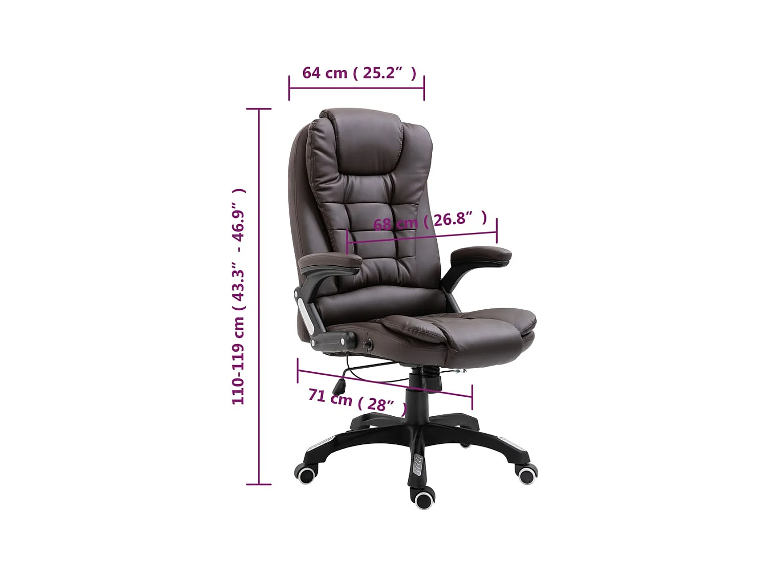 Bruine kunstleren bureaustoel