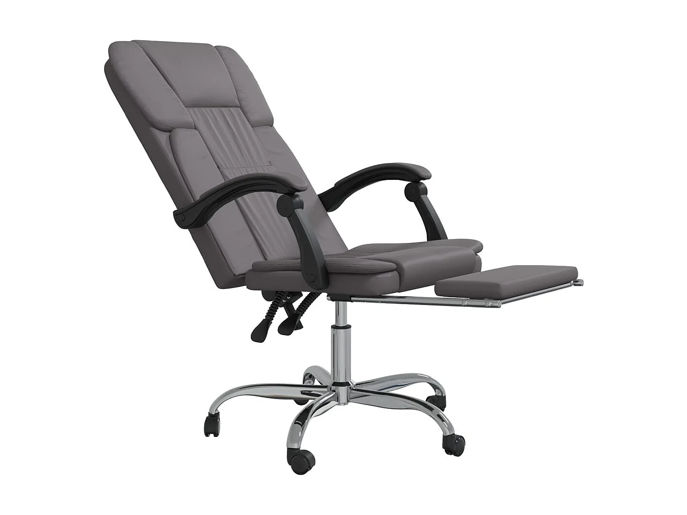 Silla de oficina reclinable de piel sintética gris