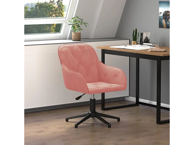 Silla de oficina giratoria de terciopelo rosa