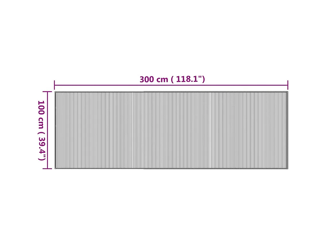 Tapis rectangulaire naturel 100x300 cm bambou
