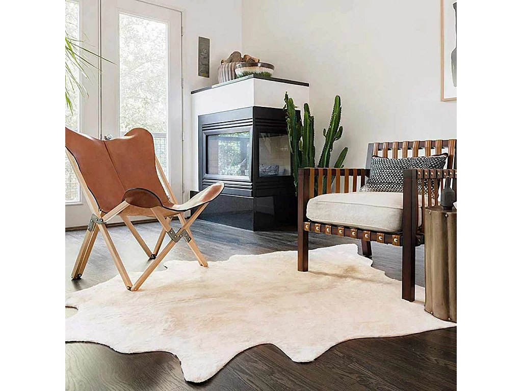 Tappeto in vera pelle di mucca 150 x 170 cm Beige