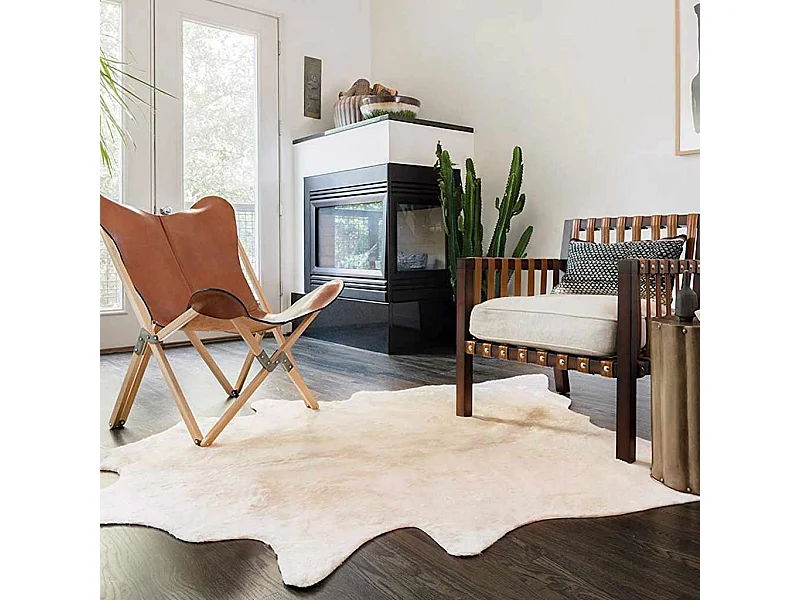 Tappeto in vera pelle di mucca 150 x 170 cm Beige