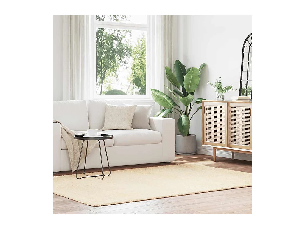 Tapis Shaggy à poils longs NAVARRA crème 160x230 cm polyester