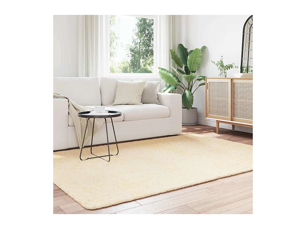 Tapis Shaggy à poils longs NAVARRA crème 160x230 cm polyester