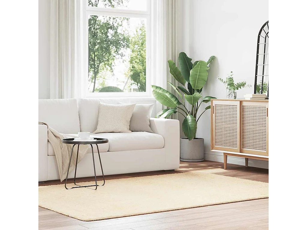 Tapis Shaggy à poils longs NAVARRA crème 160x230 cm polyester