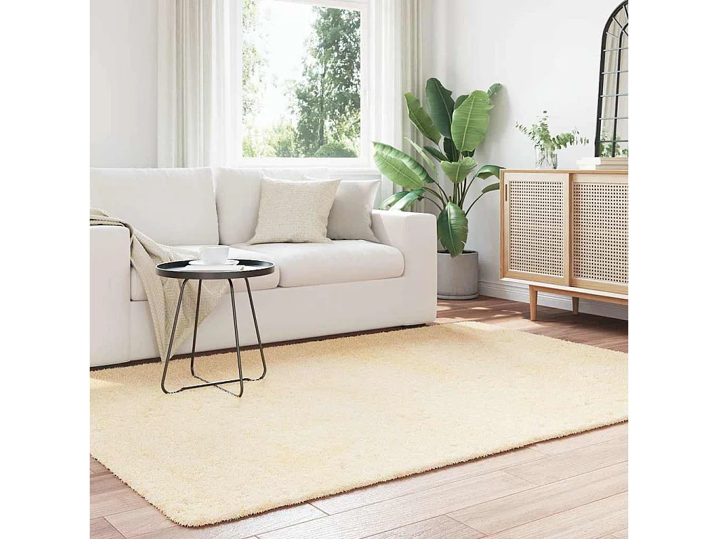 Tapis Shaggy à poils longs NAVARRA crème 160x230 cm polyester