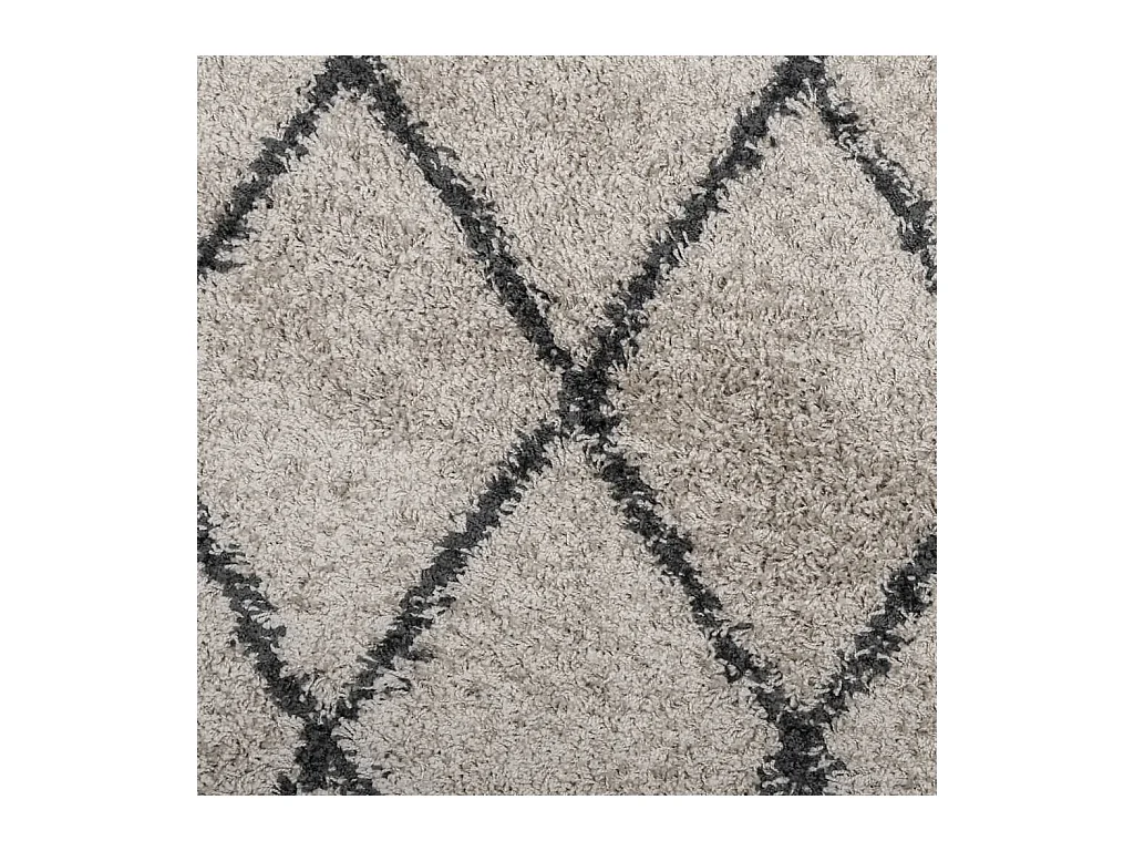 Alfombra moderna de pelo largo en beige y antracita, Ø 100 cm