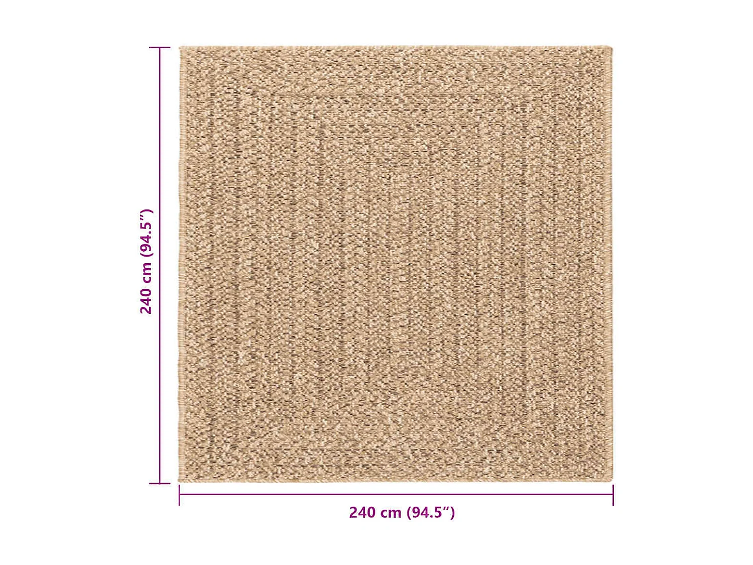 Tapis ZIZUR beige 240x340 cm aspect de jute intérieur extérieur