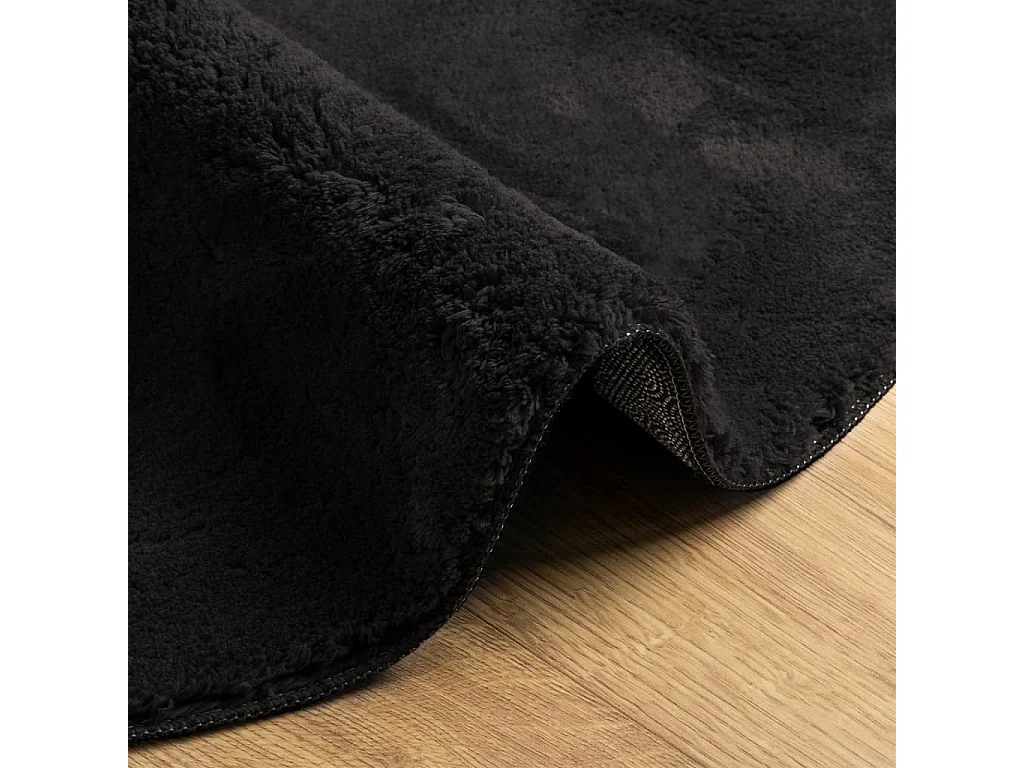 Tapis HUARTE à poils courts doux et lavable noir Ø 120 cm
