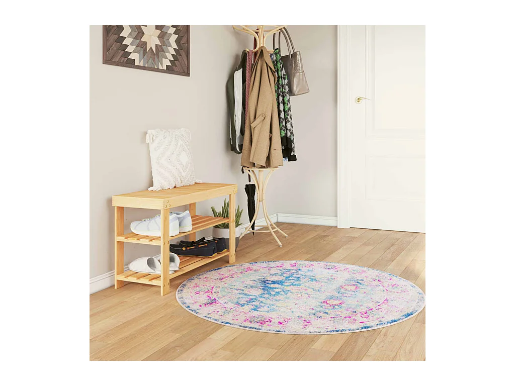 Alfombra lavable multicolor Ø 120 cm antideslizante