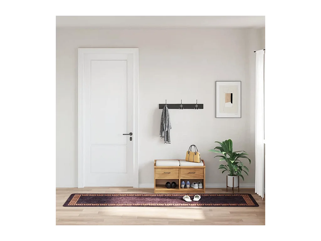 Wasbaar antislip vloerkleed 80x300 cm Zwart en goud