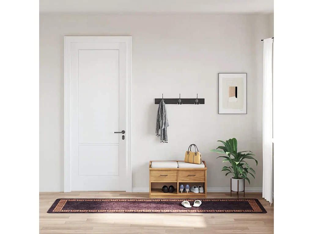 Tappeto antiscivolo lavabile 80x300 cm Nero e oro