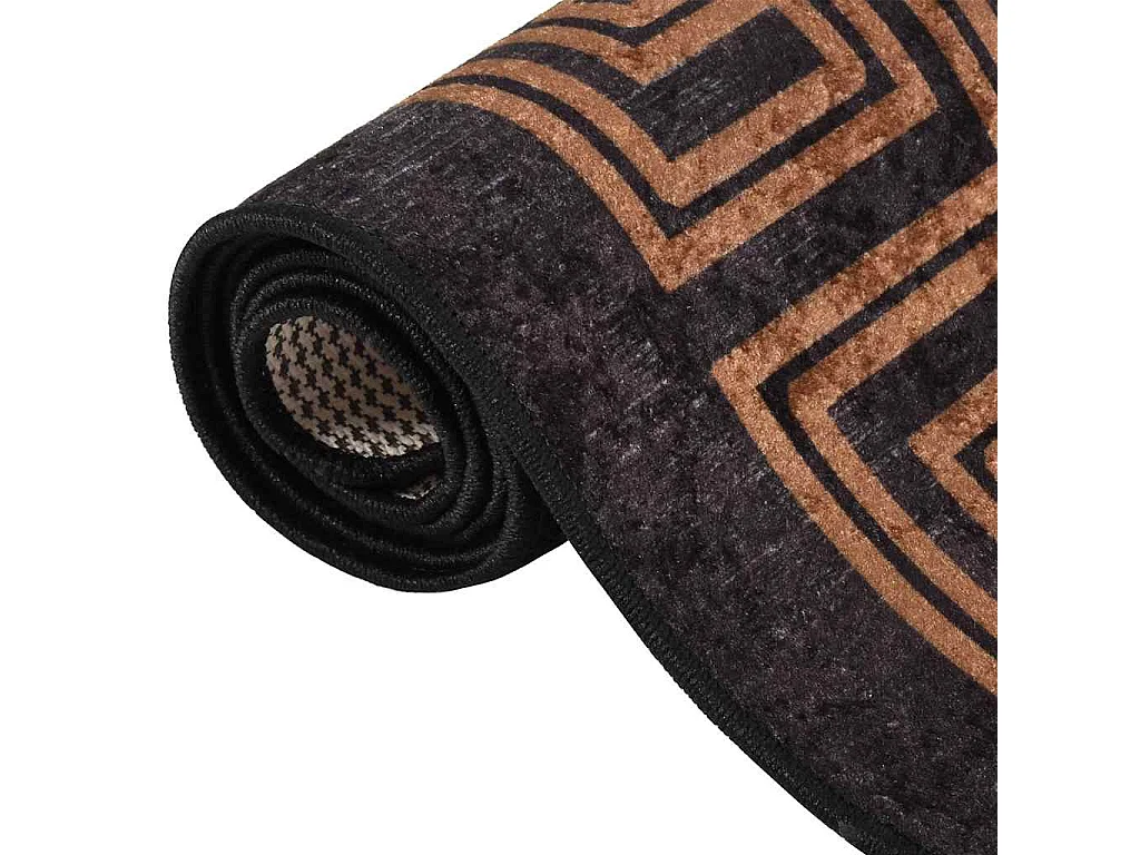 Tappeto antiscivolo lavabile 80x300 cm Nero e oro