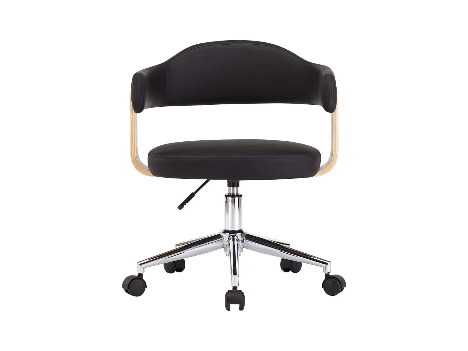 Chaise pivotante de bureau Noir Bois courbé et similicuir
