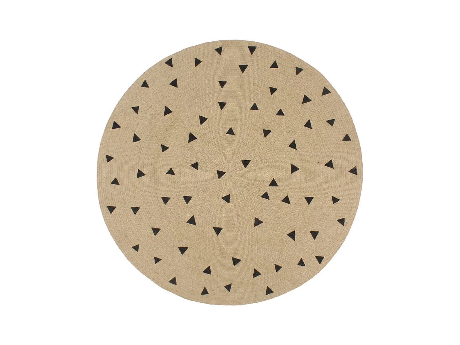 Tapis fait à la main Jute avec imprimé à triangles 120 cm