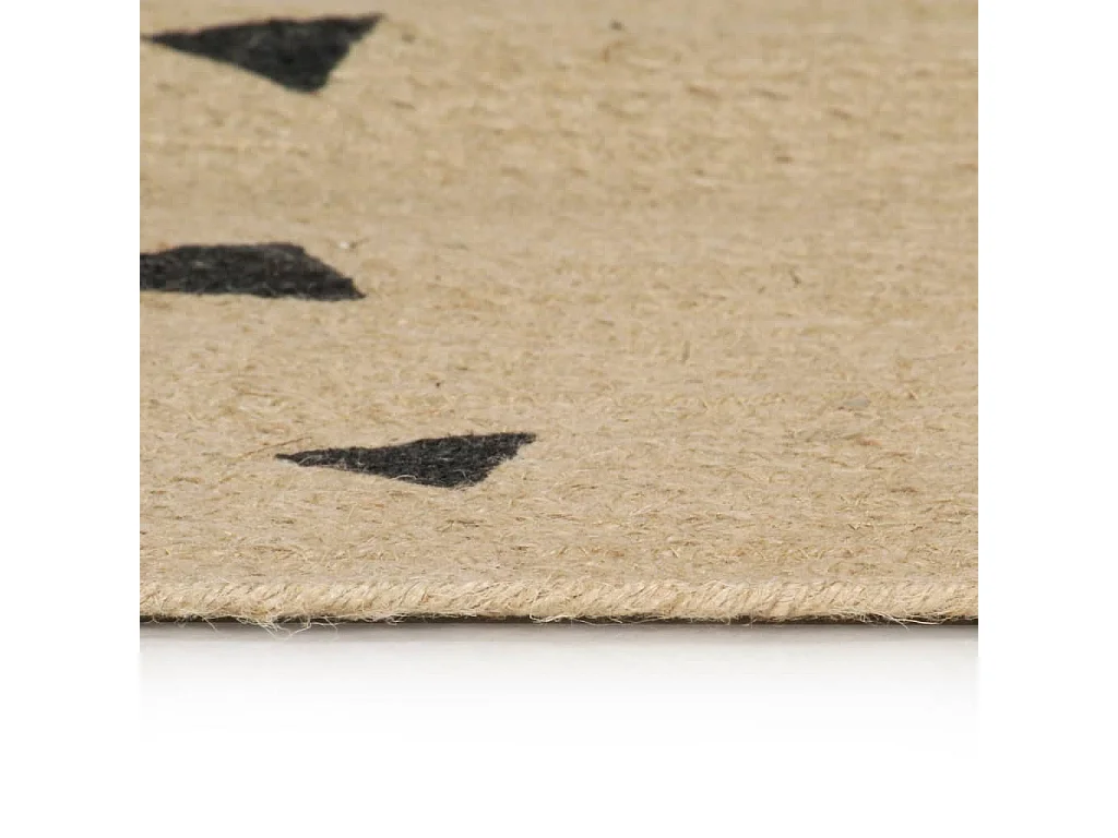 Tapis fait à la main Jute avec imprimé à triangles 120 cm