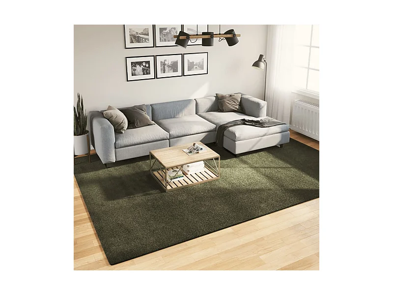 Tapis HUARTE à poils courts doux lavable vert forêt 240x340 cm