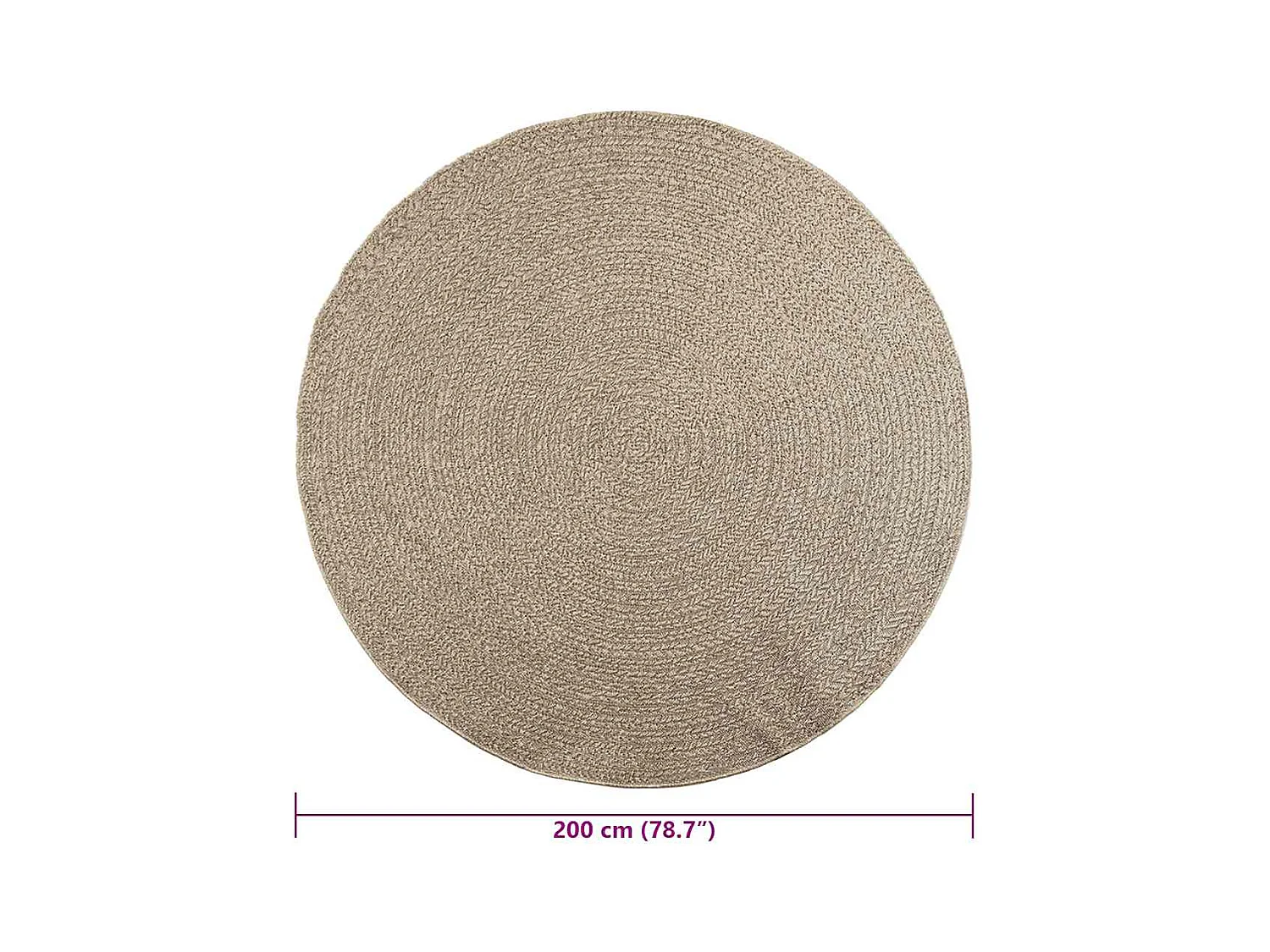 ZIZUR beige vloerkleed Ø 200cm jute look binnen en buiten