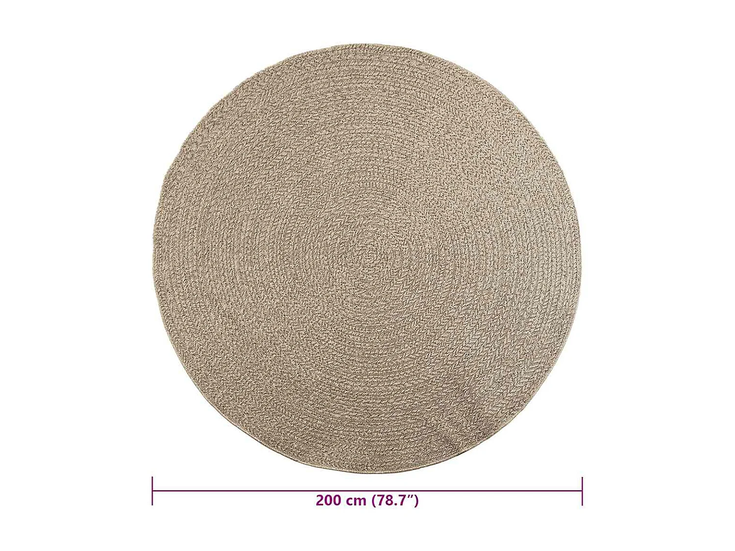 Tapis ZIZUR beige Ø 200cm aspect de jute intérieur et extérieur