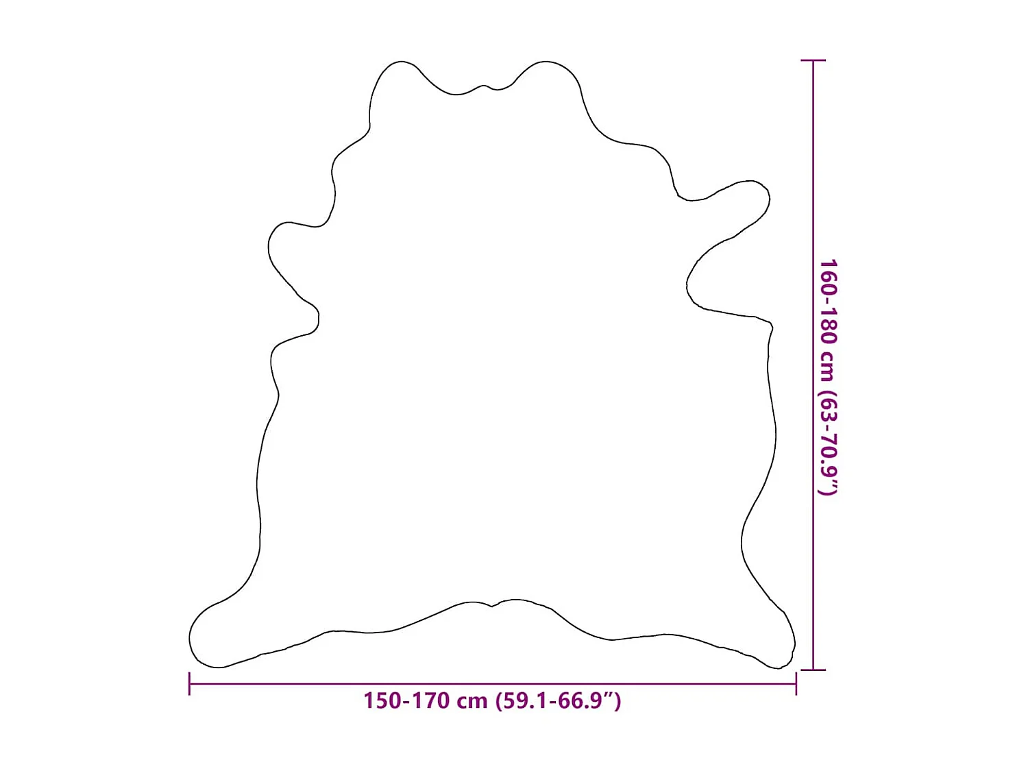 Echt koeienhuidkleed zwart-wit 150 x 170 cm